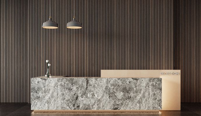 Lussuoso banco reception moderno - Rendering 3D